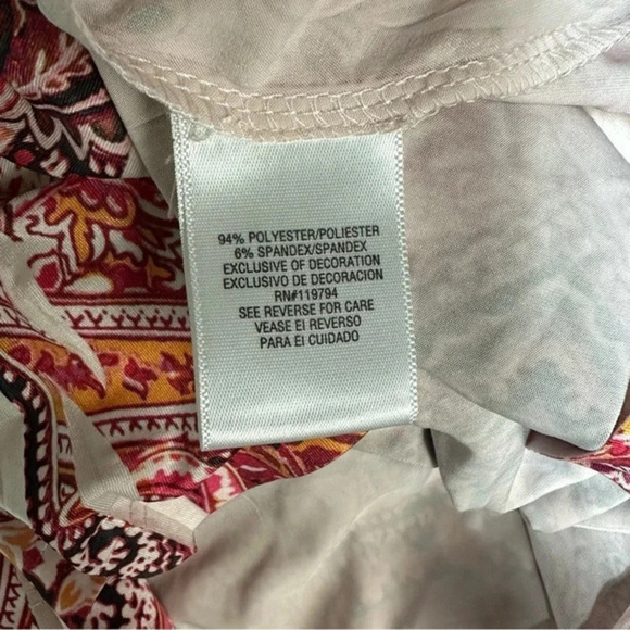 Energe 2X red + multicolor boho print flutter short sleeve‎ top - Picture 5 of 5